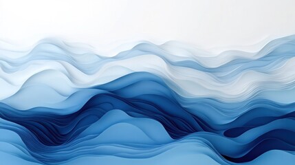 Poster - Serene Blue Waves Abstract Background with Layered Paper Texture Effect