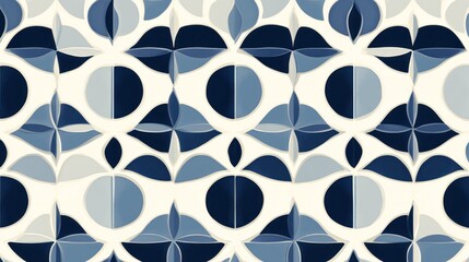 Poster - Elegant Blue and White Geometric Pattern, Seamless Vector Background