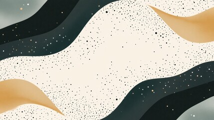 Poster - Elegant Abstract Background with Waves and Dots in Dark Green and Gold