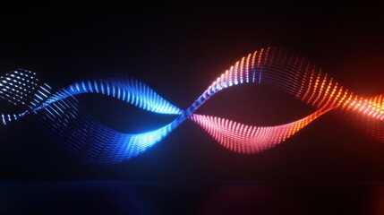Poster - Abstract Wavy Pattern with Intertwined Blue and Red Glowing Lines