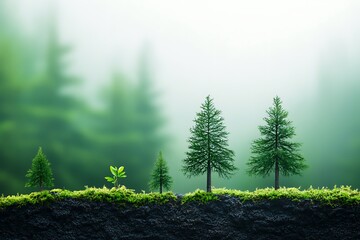 Wall Mural - Growth of Trees in Nature's Embrace