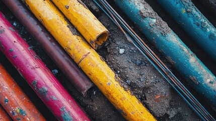 Poster - Close-up of rebar and formwork carefully arranged in a foundation pit, ready for the next step in the construction of a building.