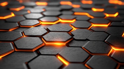 Poster - Abstract hexagonal background with glowing edges, technological concept