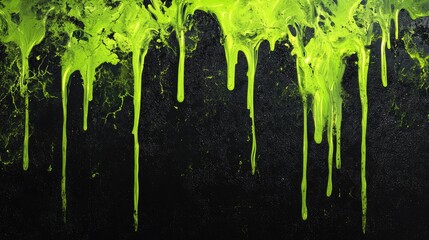 Wall Mural - Dripping neon green and black goo, with abstract, toxic fluid shapes and textures, conveying a sense of dangerous, supernatural slime.