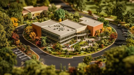 Poster - High-resolution image of a maquette illustrating a healthcare facility, including medical offices and clinics, for clear visualization of the design