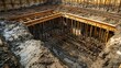 © Natchooda - Rebar and formwork inside a foundation pit, meticulously arranged for the next step of concrete pouring, illustrating the care in construction.