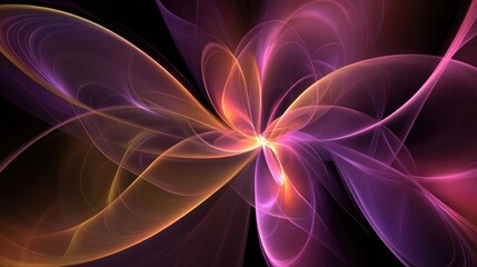 Aufkleber - Abstract Fractal Flower with Vibrant Color Gradients on Black Background