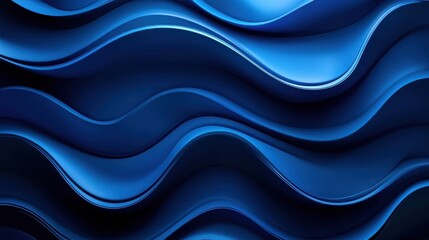 Poster - Abstract Blue Wavy Background with Dynamic Lighting and Smooth Texture