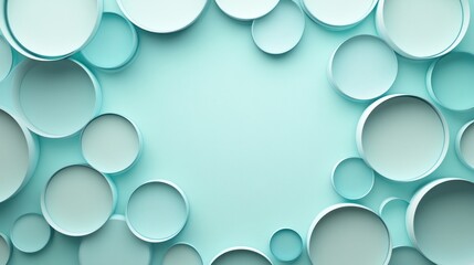 Poster - Pastel Aqua Circles Frame Background with Copy Space for Creative Design