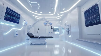 Poster - Futuristic Operating Room: Advanced Medical Technology and Sterile Environment