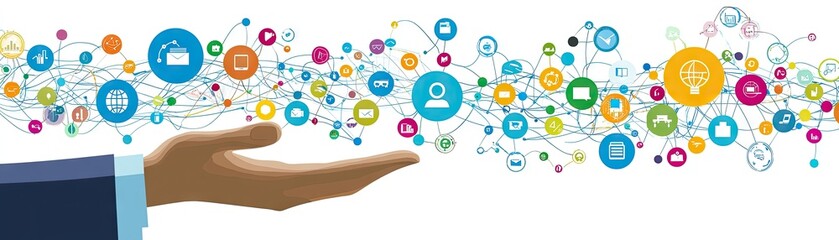 Hand Holding Digital Icons Network