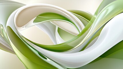 Poster - Abstract swirls of light green and cream flowing into shapes.  Possible use for modern background design