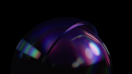 Poster - Abstract animation of iridescent shape on black background, 4k looping video, 3d render