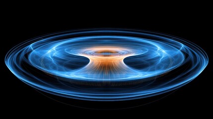 Poster - Abstract Energy Field with Circular Waves and Central Orange Light