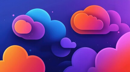 Poster - Abstract Gradient Clouds Background with Vibrant Colors and Modern Design