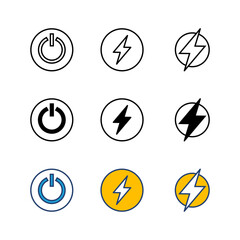 Wall Mural - power icon set. power switch icon. electric power