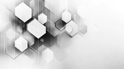 Poster - Abstract Geometric Background with Hexagons in Shades of Gray and White
