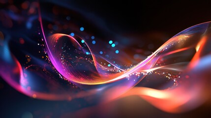Aufkleber - Elegant Abstract Light Trails with Glowing Particles and Smooth Waves