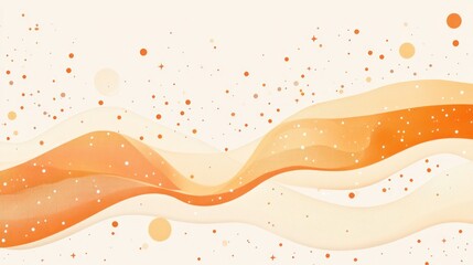 Poster - Elegant Abstract Background with Wavy Lines and Sparkling Dots in Orange