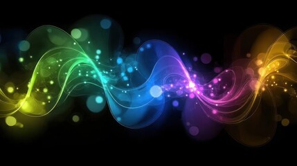 Aufkleber - Abstract Colorful Light Streaks and Bokeh Effect on Black Background