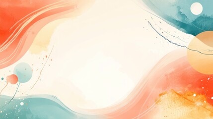 Poster - Abstract Watercolor Painting with Soft Earthy Tones and Geometric Shapes