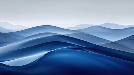 Poster - Abstract Blue Gradient Waves Background - Serene and Modern Aesthetic