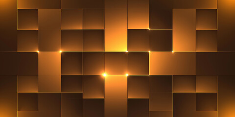 Poster - Abstract golden light emitting from luxurious squares background design