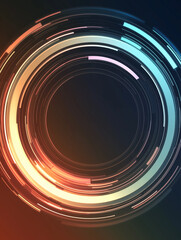 Poster - Glowing neon circles creating futuristic portal effect
