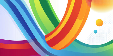 Aufkleber - Colorful abstract lines and circles creating dynamic movement
