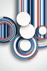 Aufkleber - Abstract background showing intertwined circles and vertical stripes in shades of blue and red