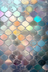 Poster - Colorful rounded tiles creating repeating pattern on wall