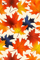 Aufkleber - Colorful autumn maple leaves seamless pattern creating vibrant fall backdrop