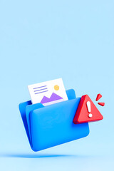 Aufkleber - digital folder with a red warning triangle and exclamation mark
