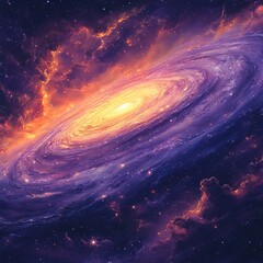 Poster - Exploring cosmic wonders spiral galaxy outer space digital art vibrant colors immersive view astronomical beauty