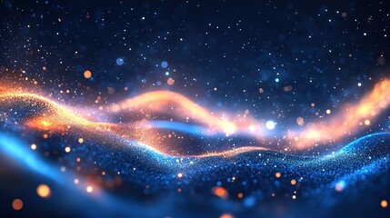 Poster - Dynamic light waves abstract visualization digital art dark environment artistic perspective energy concept