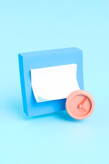 Poster - blank sticky note and clock in a minimalist 3d rendering