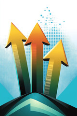 Poster - Three arrows pointing up representing growth and success