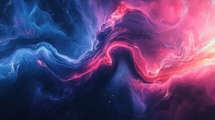 Poster - Vibrant cosmic swirls digital art abstract background colorful universe wide-angle perspective galactic exploration
