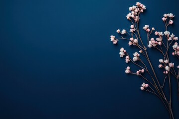 Canvas Print - flowers on navy blue background