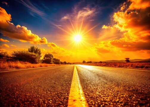 Scorching sun beats down, extreme heatwave transforms roads into shimmering rivers of asphalt.