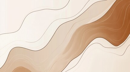 Poster - Elegant Beige and Brown Abstract Curves Background for Modern Designs