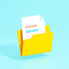 Aufkleber - 3d render of a yellow folder with white document inside
