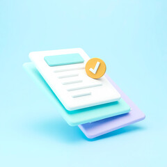 Poster - pastel-colored 3d checklist with checkmark