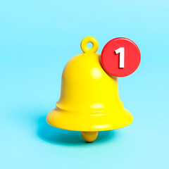 Aufkleber - yellow 3d bell with one red notification