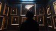 © @_ greta - Contemplating Art: A Lone Figure in a Gallery of Masterpieces