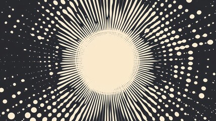 Poster - Abstract sunburst background with radial lines and halftone dots effect