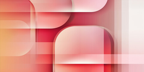 Poster - Rounded rectangles creating overlapping shapes in shades of red and pink