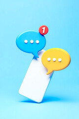 Poster - colorful speech bubbles hovering above a smartphone