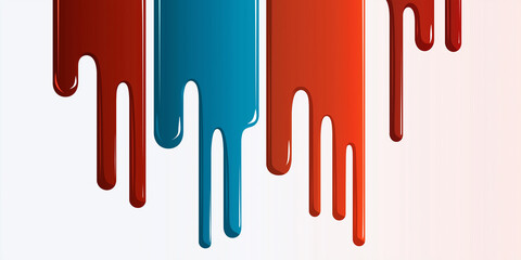 Aufkleber - Red and blue paint dripping down a white wall