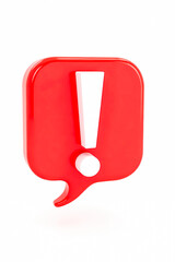 Aufkleber - 3d red speech bubble with white exclamation mark